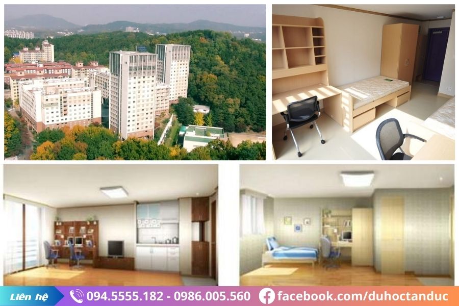 Tòa ký túc xá tại và nội thất bên trong CNU